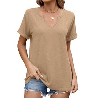 Women's V-Neck Basic Short Sleeve Summer Casual Top