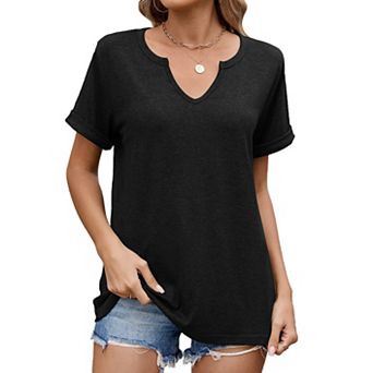 Women's V-Neck Basic Short Sleeve Summer Casual Top