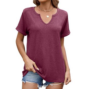 Women's V-Neck Basic Short Sleeve Summer Casual Top