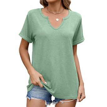 Women's V-Neck Basic Short Sleeve Summer Casual Top