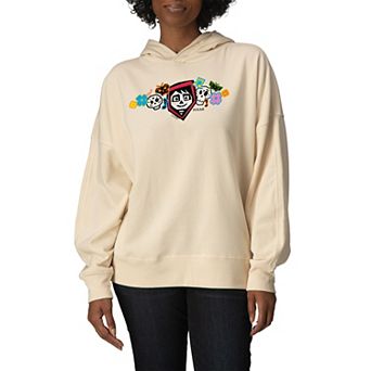 Women's Disney / Pixar's Coco Sugar Skull Floral Oversized Fleece Hoodie Sweatshirt