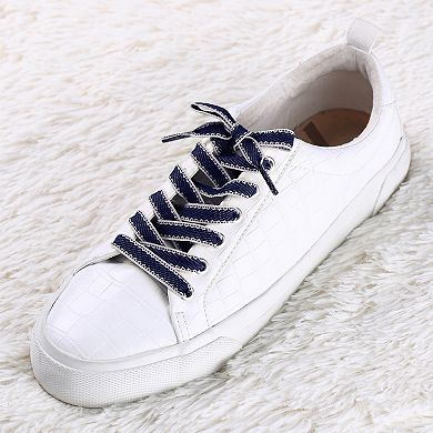 2 Pairs Flat Shoelaces Canvas Contrast Color Replacement Shoe Strings for Sneakers 55.12"