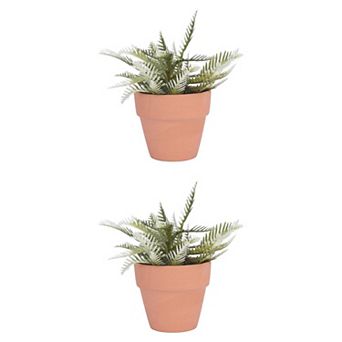 2 Packs Artificial Sago Palm Plant in Ceramic Pot, Small Fake Potted Cycas Tree Home Decor 6.3"H
