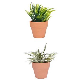 2 Packs Artificial Sago Palm Plant in Ceramic Pot, Small Fake Potted Cycas Tree Home Decor 6.3"H