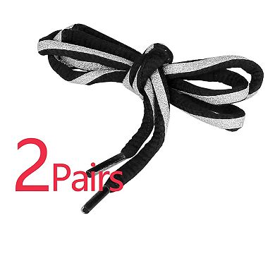 2 Pairs Round Reflective Colorful Stripes Oval Shoelaces for Sneakers 47.2"