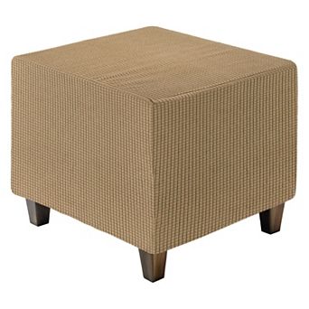 Elegant Ottoman Cover Square, Jacquard Slipcover for Home Furniture Protection