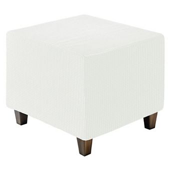 Elegant Ottoman Cover Square, Jacquard Slipcover for Home Furniture Protection