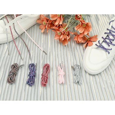 2 Pairs Round Metallic Glitter Shoelaces for Sneakers Shoes Boot 39.37"
