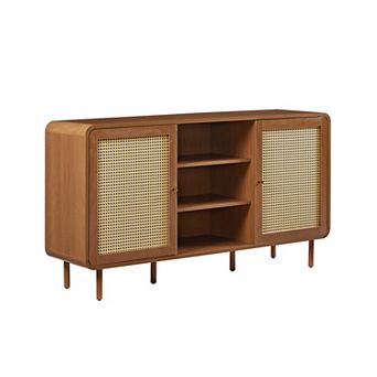 Crosley Furniture Nora Sideboard with Storage and Rattan Doors