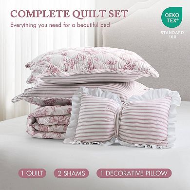 Madison Park Essentials Colette Reversible Floral Quilt Set