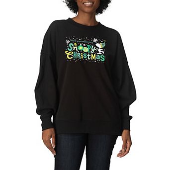 Women's Peanuts Snoopy Christmas Oversized Fleece Crew Sweatshirt