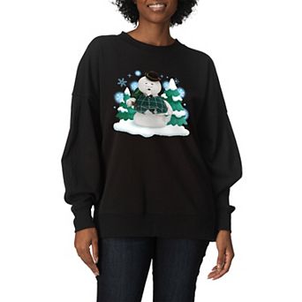 Women's Rudolph The Red-Nosed Reindeer Sam The Snowman Oversized Fleece Crew Sweatshirt