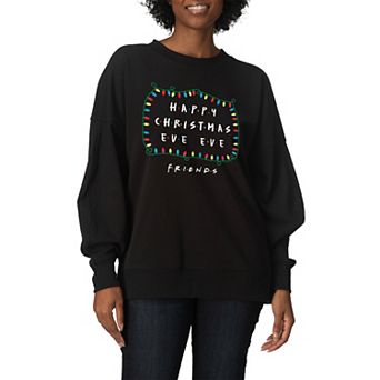 Women's Friends Happy Christmas Eve Eve Oversized Fleece Crew Sweatshirt