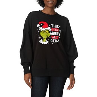 Women's Dr. Seuss The Grinch Oversized Fleece Crew Sweatshirt