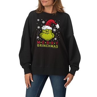 Women's Dr. Seuss The Grinch Oversized Fleece Crew Sweatshirt