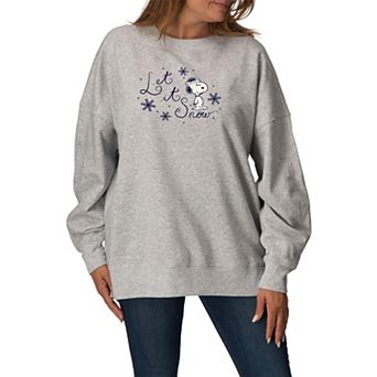 Women's Peanuts Snoopy Let It Snow Oversized Fleece Crew Sweatshirt