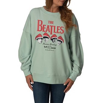 Women's The Beatles Seasons Greetings Oversized Fleece Crew Sweatshirt