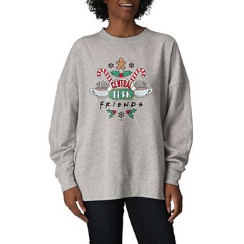 Women's Friends Holiday Central Perk Oversized Fleece Crew Sweatshirt