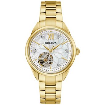 Bulova Women's Automatic Diamond Accent Stainless Steel Bracelet Watch - 97P182