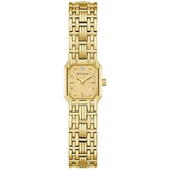 Bulova Women's Diamond Accent Gold-Tone Stainless Steel Bracelet Watch - 97P184