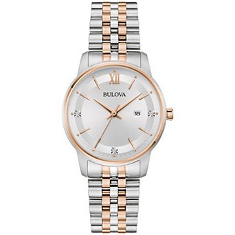 Bulova Women's 32mm Diamond Accent Two-Tone Stainless Steel Bracelet Watch - 98P236