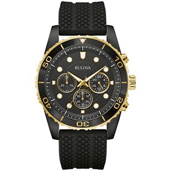 Bulova Men's Sport Chronograph Black Silicone Strap Watch - 98A297