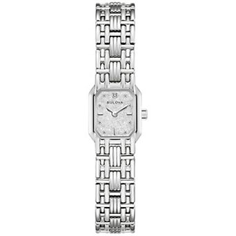 Bulova Women's Diamond Accent Stainless Steel Rectangular Bracelet Watch - 96P263