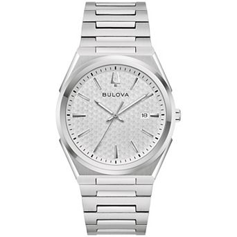 Bulova Men's Textured Dial Stainless Steel Bracelet Watch - 96B481