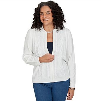 Women's Alfred Dunner Cable Chenille Zip Cardigan Sweater