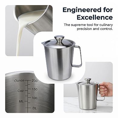 Measuring Cup, 1 Cup Stainless Steel Measuring Cup with Easy Read Lines for Baking Recipes 1000ml