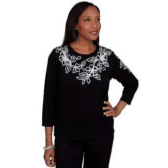 Women's Alfred Dunner Floral Scroll Soutache Sweater
