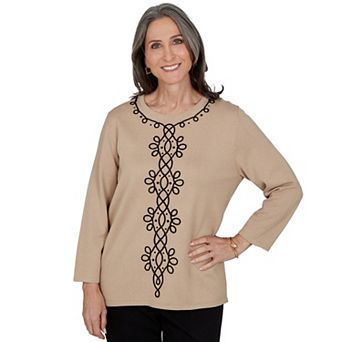 Women's Alfred Dunner Center Scroll Soutache Sweater