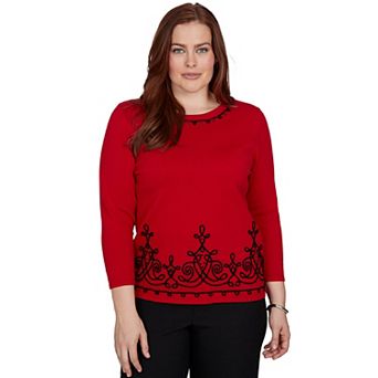 Women's Alfred Dunner Border Scroll Soutache Sweater
