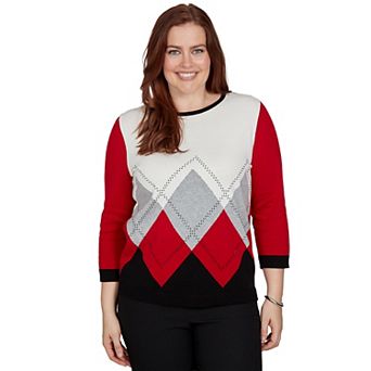 Women's Alfred Dunner Argyle Beaded Sweater