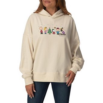 Women's Peanuts Christmas Group Oversized Fleece Hoodie Sweatshirt