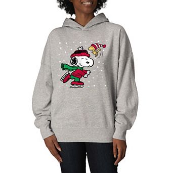 Women's Peanuts Snoopy Holiday Oversized Fleece Hoodie Sweatshirt