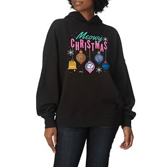 Women's Disney's The Aristocats Meowy Christmas Oversized Fleece Hoodie Sweatshirt