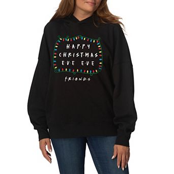 Women's Friends Happy Christmas Eve Eve Oversized Fleece Hoodie Sweatshirt
