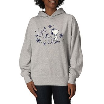 Women's Peanuts Snoopy Let It Snow Oversized Fleece Hoodie Sweatshirt