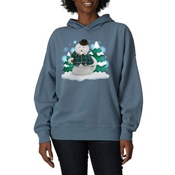 Women's Rudolph The Red Nose Reindeer & Sam The Snowman Oversized Fleece Hoodie Sweatshirt