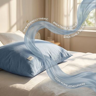 2 Pack Cotton Pillowcase, Smooth Cooling Pillow Cases Envelope Closure, Pillow Covers for Women Men