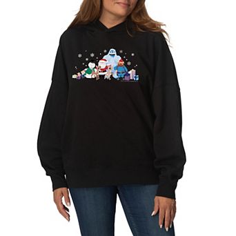 Women's Rudolph The Red Nosed Reindeer Oversized Fleece Hoodie Sweatshirt