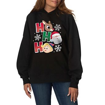 Women's Rudolph The Red Nosed Reindeer Ho Ho Ho Oversized Fleece Hoodie Sweatshirt
