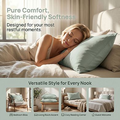 2 Pure Cotton Pillowcases, Smooth and Cool, Envelope-style Closure Wrinkle-resistant Pillowcases