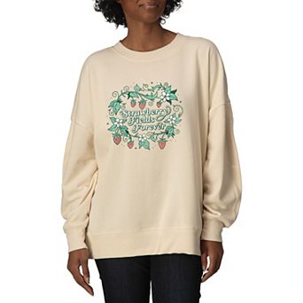 Women's The Beatles Strawberry Fields Oversized Fleece Crew Sweatshirt