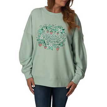 Women's The Beatles Strawberry Fields Oversized Fleece Crew Sweatshirt