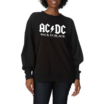 Women's ACDC Back In Black Oversized Fleece Crew Sweatshirt