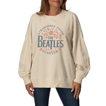 Women's The Beatles Strawberry Fields Forever Oversized Fleece Crew Sweatshirt