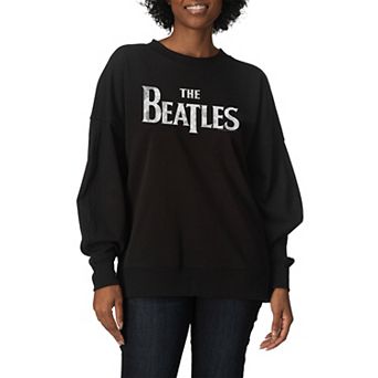 Women's The Beatles Logo Oversized Fleece Hoodie Sweatshirt