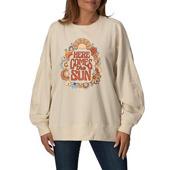 Women's The Beatles Here Comes The Sun Oversized Fleece Crew Sweatshirt
